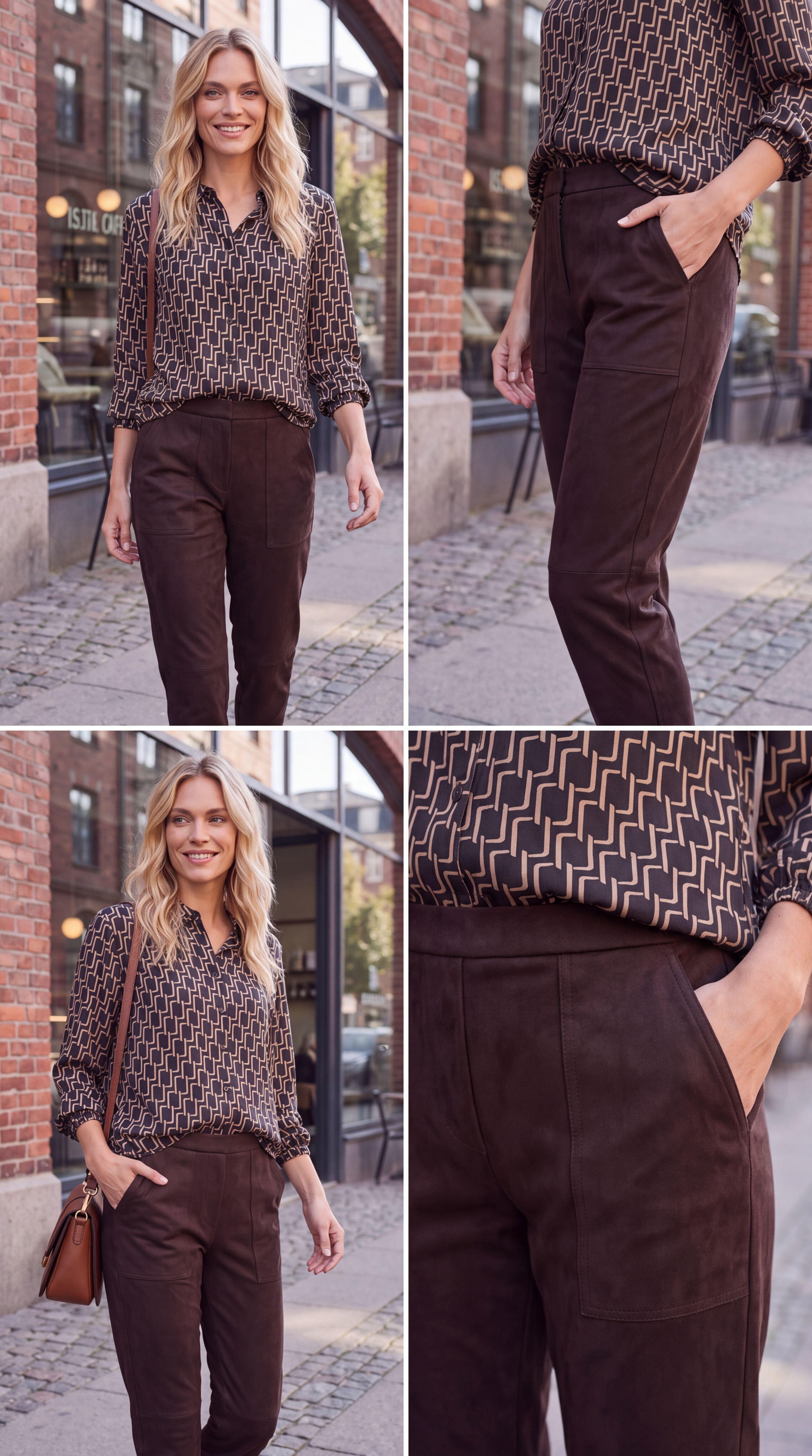 Dámske nohavice v imitácii brúsenej kože BROADWAY NYC FASHION ESPRESSO s.WEAR 13